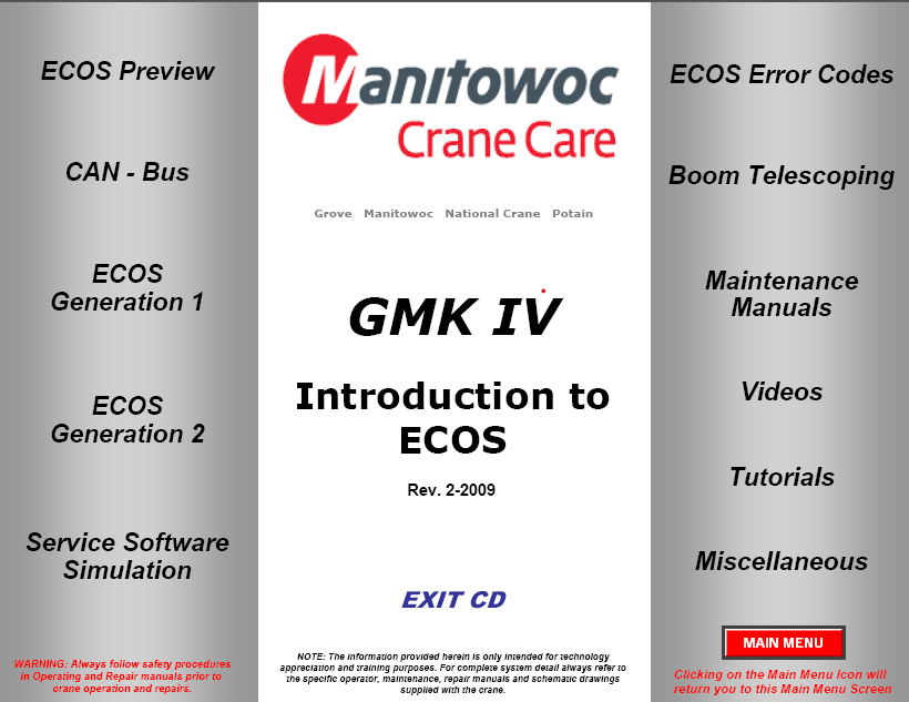 MANITOWOC CRANE CARE GMK IV INTRODUCTION TO ECOS REV.2 [2009.01]