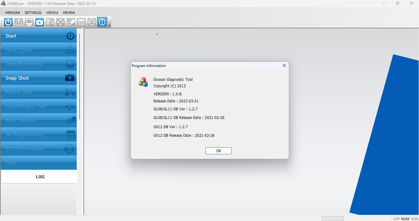 DOOSAN DIAGNOSTIC TOOL OH6.0 SCAN 1.0.8 [2022.03]