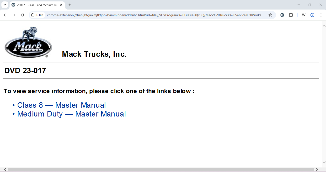 MACK TRUCKS SERVICE WORKSHOP MANUAL [2007]