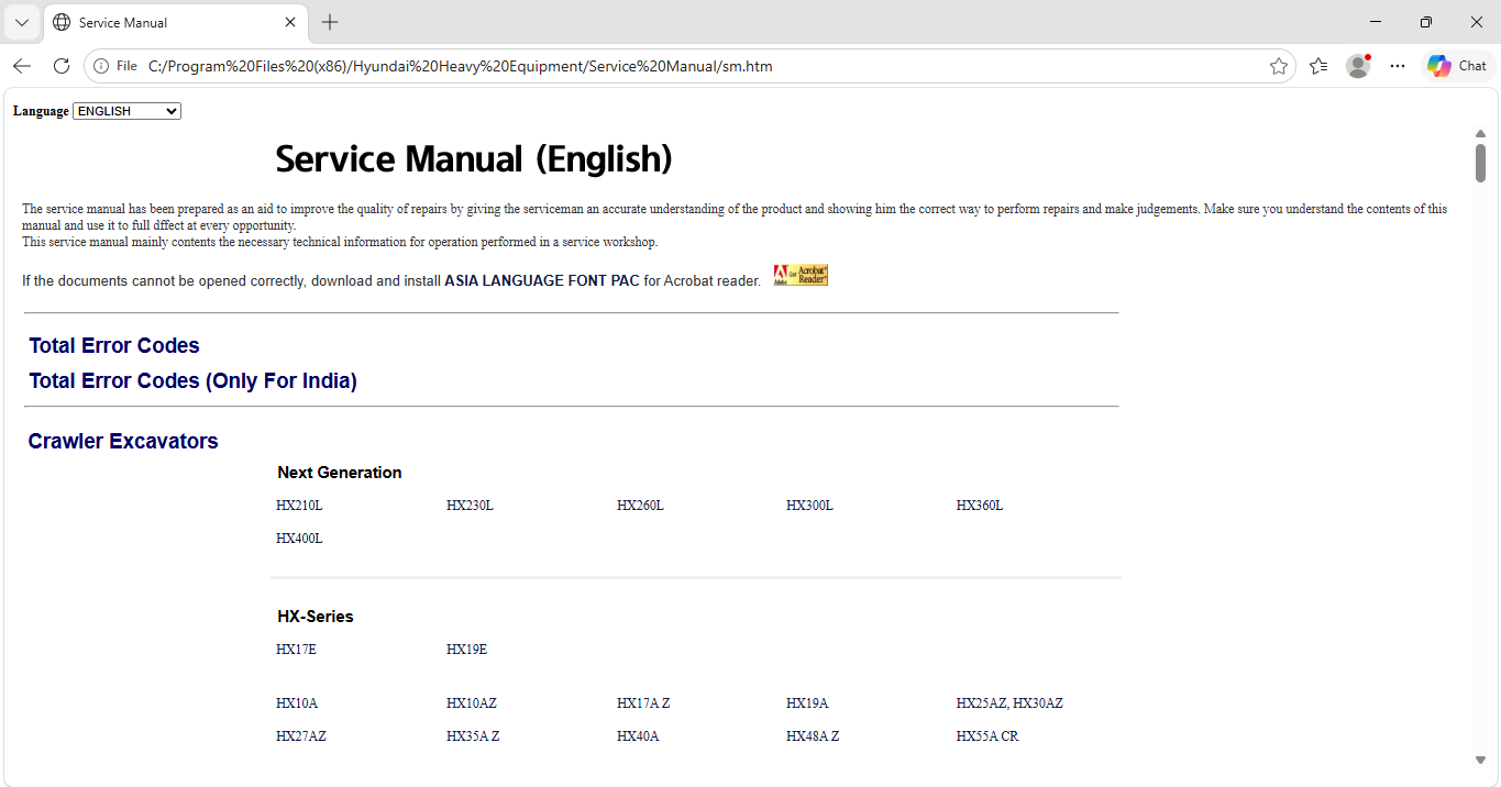 HYUNDAI HEAVY EQUIPMENT SERVICE MANUAL [2026.09]